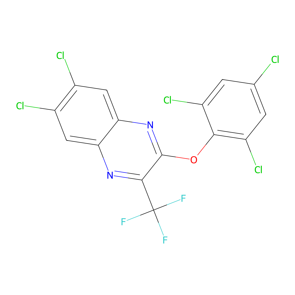 6,7-Dichloro-2-(2,4,6-trichlorophenoxy)-3-(trifluoromethyl)quinoxaline molecular structure, CAS 478040-16-3
