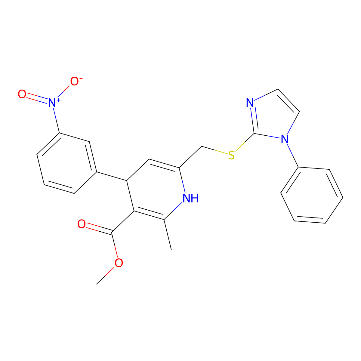 methyl 2-methyl-4-(3-nitrophenyl)-6-{[(1-phenyl-1H-imidazol-2-yl)sulfanyl]methyl}-1,4-dihydro-3-pyridinecarboxylate molecular structure, CAS 478040-17-4