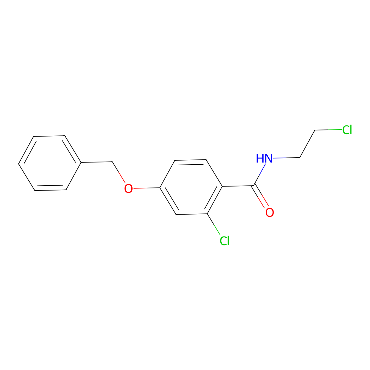 4-(benzyloxy)-2-chloro-N-(2-chloroethyl)benzenecarboxamide molecular structure, CAS 478040-19-6