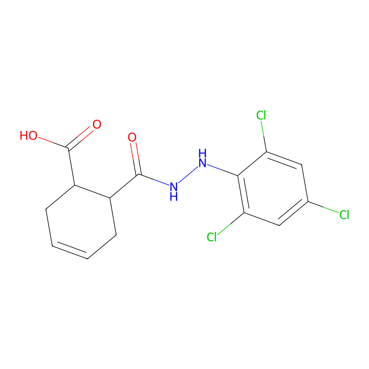 6-{[2-(2,4,6-Trichlorophenyl)hydrazino]carbonyl}-3-cyclohexene-1-carboxylic acid molecular structure, CAS 478040-21-0