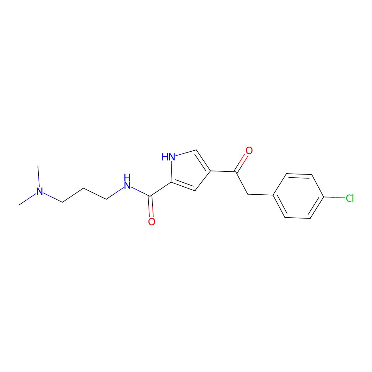 4-[2-(4-chlorophenyl)acetyl]-N-[3-(dimethylamino)propyl]-1H-pyrrole-2-carboxamide molecular structure, CAS 478040-31-2