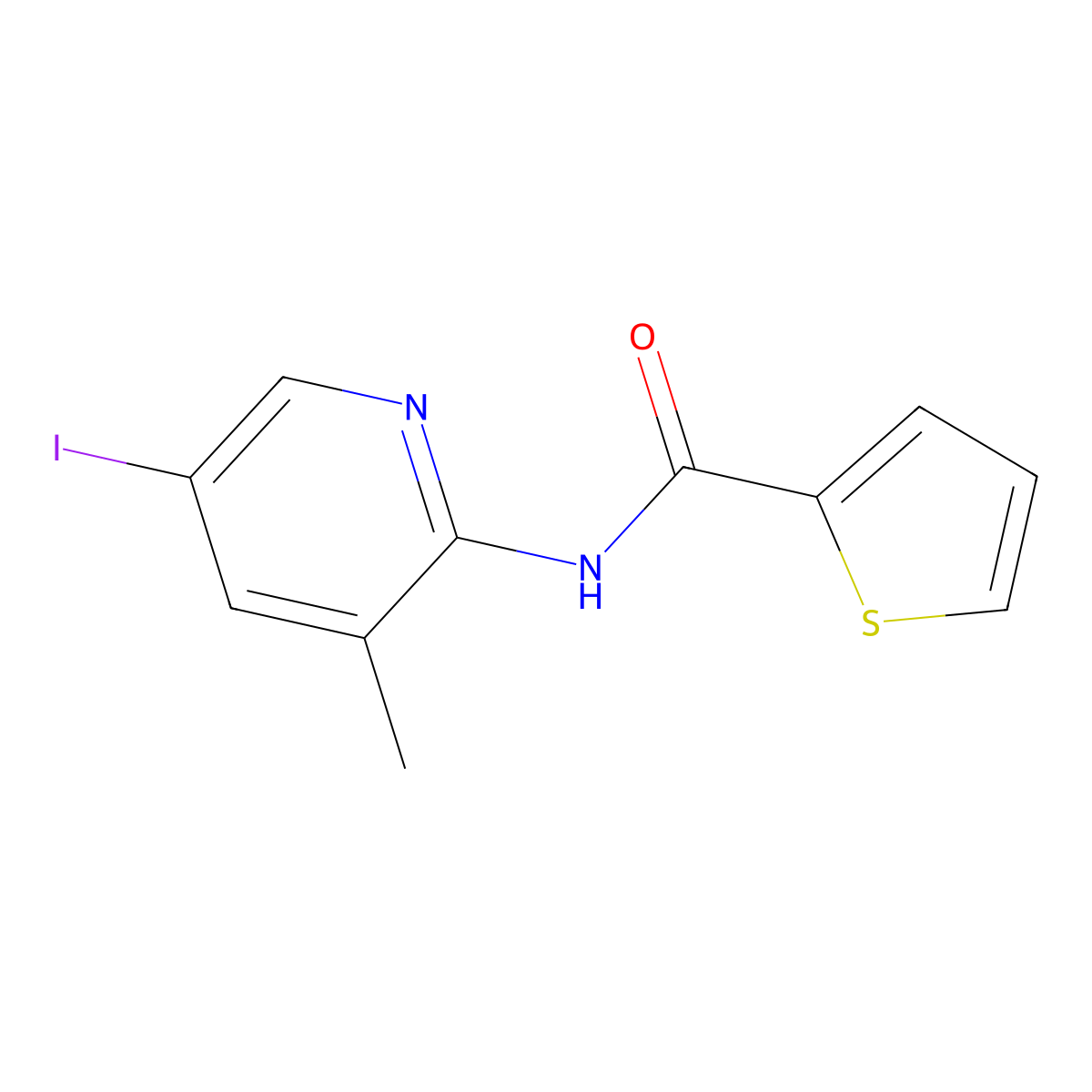 N-(5-iodo-3-methylpyridin-2-yl)thiophene-2-carboxamide molecular structure, CAS 478040-40-3