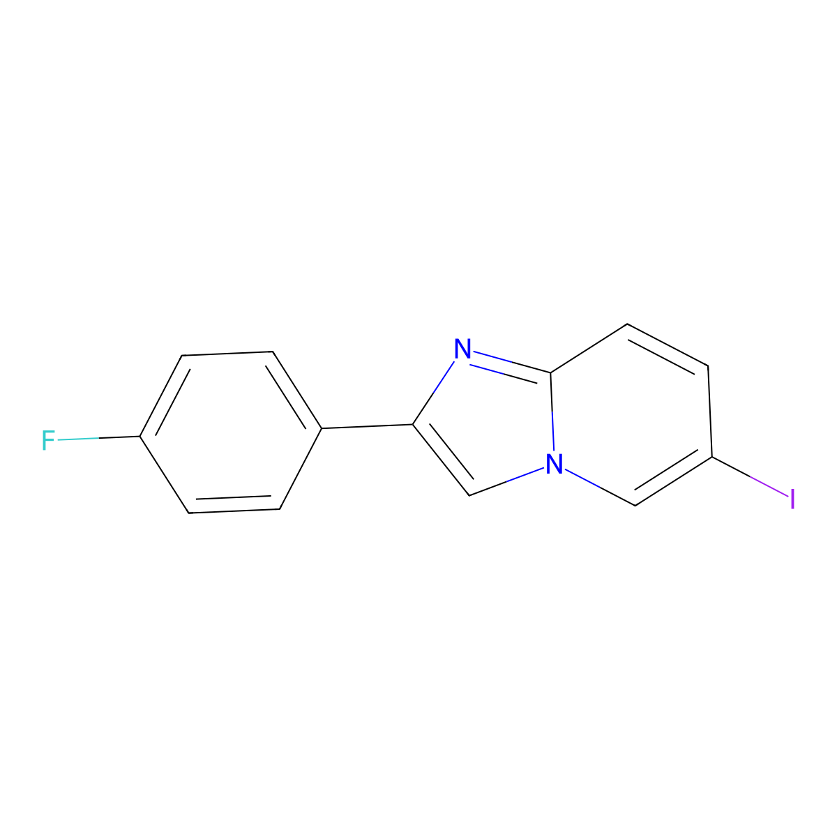 2-(4-Fluorophenyl)-6-iodoimidazo[1,2-a]pyridine molecular structure, CAS 478040-44-7