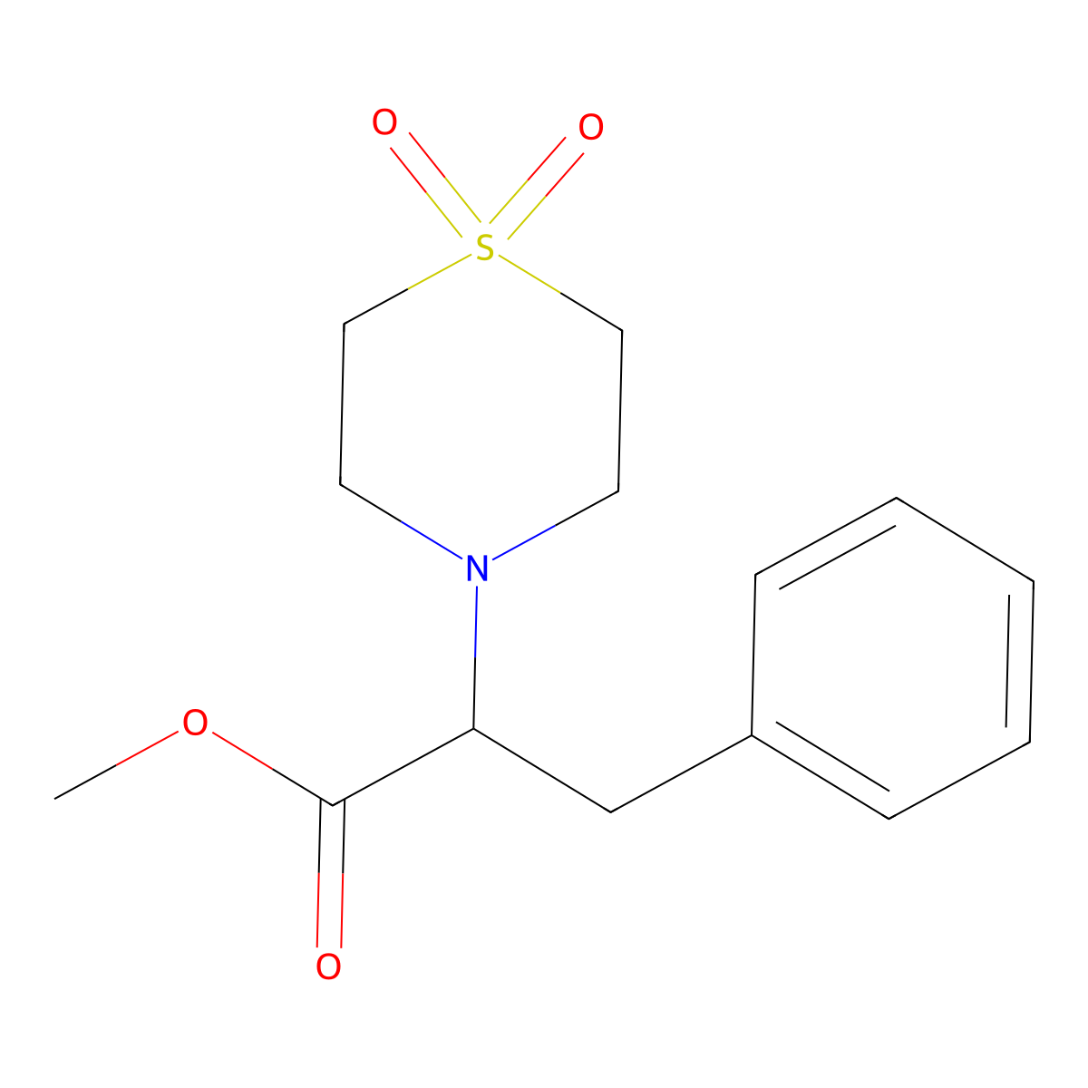 Methyl 2-(1,1-dioxo-1lambda~6~,4-thiazinan-4-yl)-3-phenylpropanoate molecular structure, CAS 478040-49-2