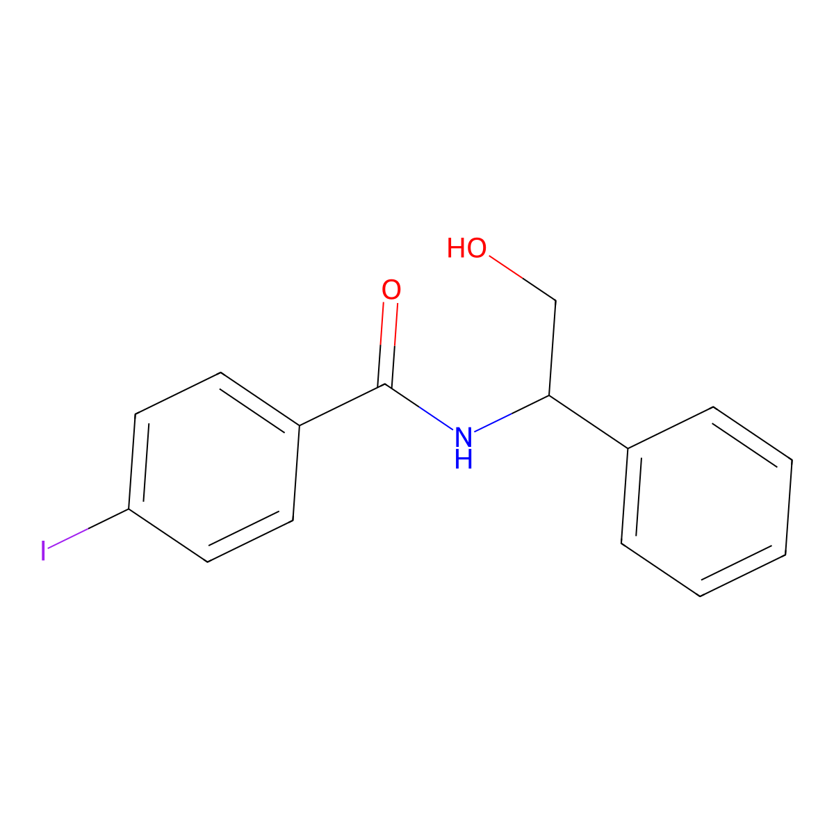 N-(2-hydroxy-1-phenylethyl)-4-iodobenzenecarboxamide molecular structure, CAS 478040-58-3