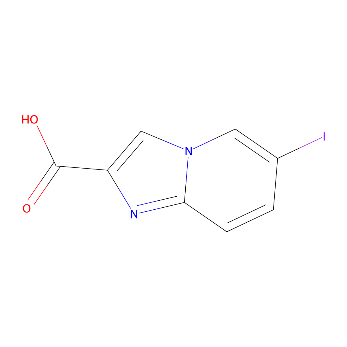 6-Iodoimidazo[1,2-a]pyridine-2-carboxylic acid molecular structure, CAS 478040-59-4