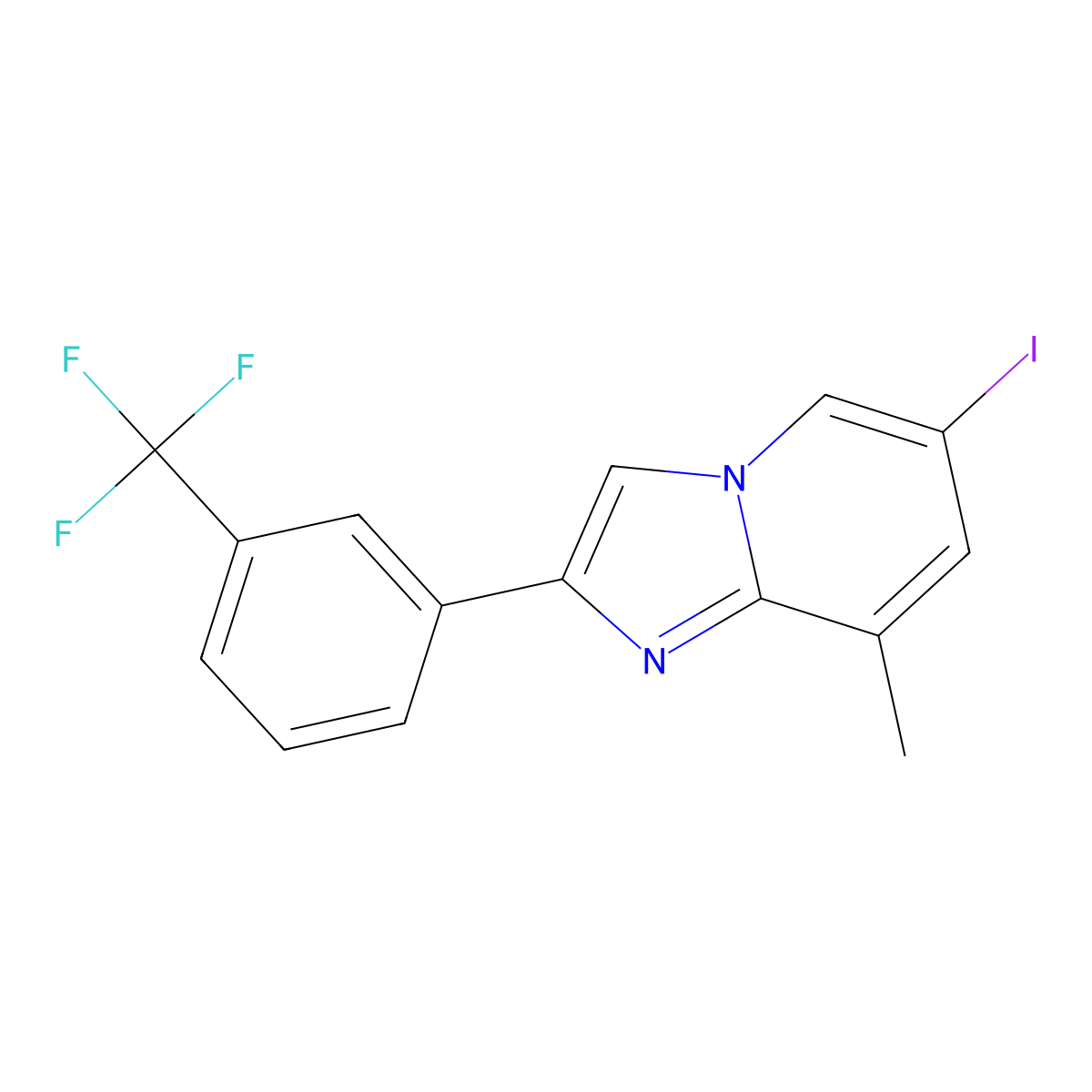 6-Iodo-8-methyl-2-[3-(trifluoromethyl)phenyl]imidazo[1,2-a]pyridine molecular structure, CAS 478040-60-7