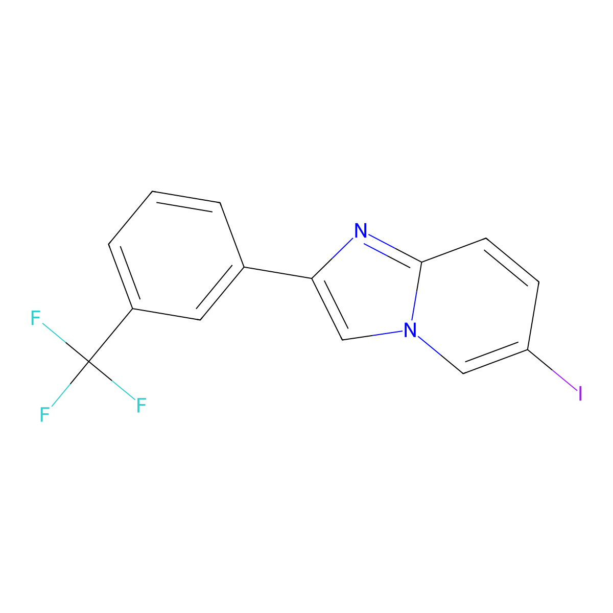 6-Iodo-2-[3-(trifluoromethyl)phenyl]imidazo[1,2-a]pyridine molecular structure, CAS 478040-61-8