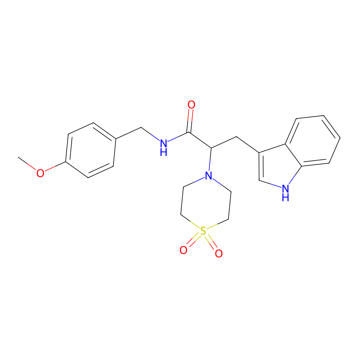 2-(1,1-dioxo-1,4-thiazinan-4-yl)-3-(1H-indol-3-yl)-N-[(4-methoxyphenyl)methyl]propanamide molecular structure, CAS 478040-65-2
