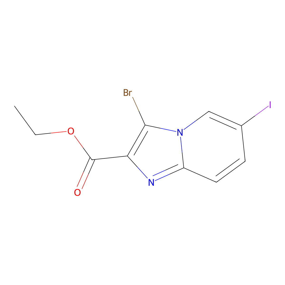 Ethyl 3-bromo-6-iodoimidazo[1,2-a]pyridine-2-carboxylate molecular structure, CAS 478040-70-9