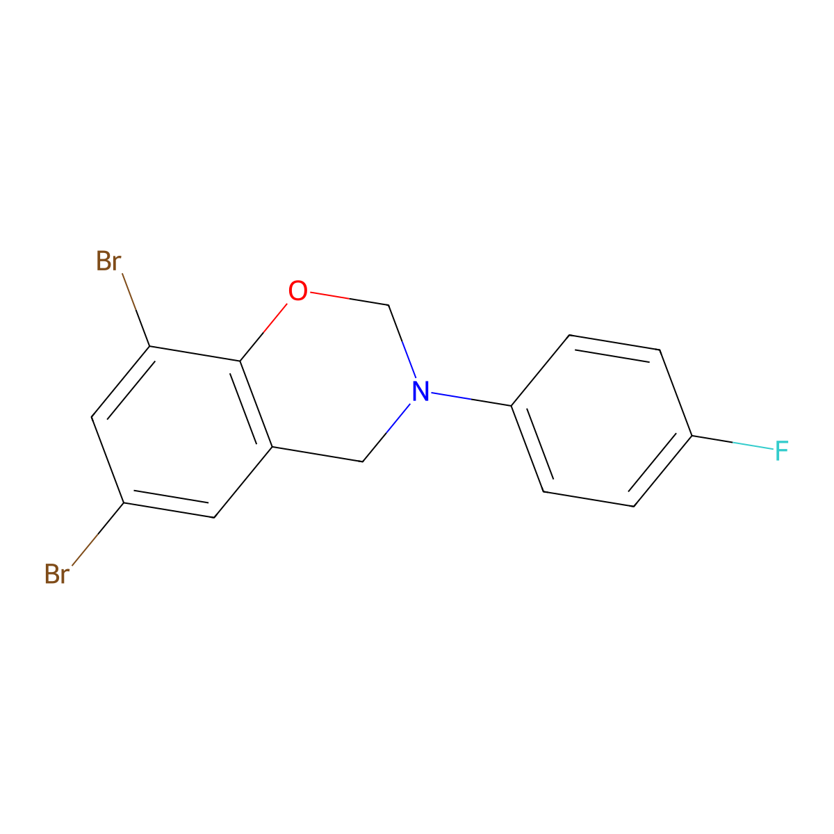6,8-dibromo-3-(4-fluorophenyl)-3,4-dihydro-2H-1,3-benzoxazine molecular structure, CAS 478040-89-0