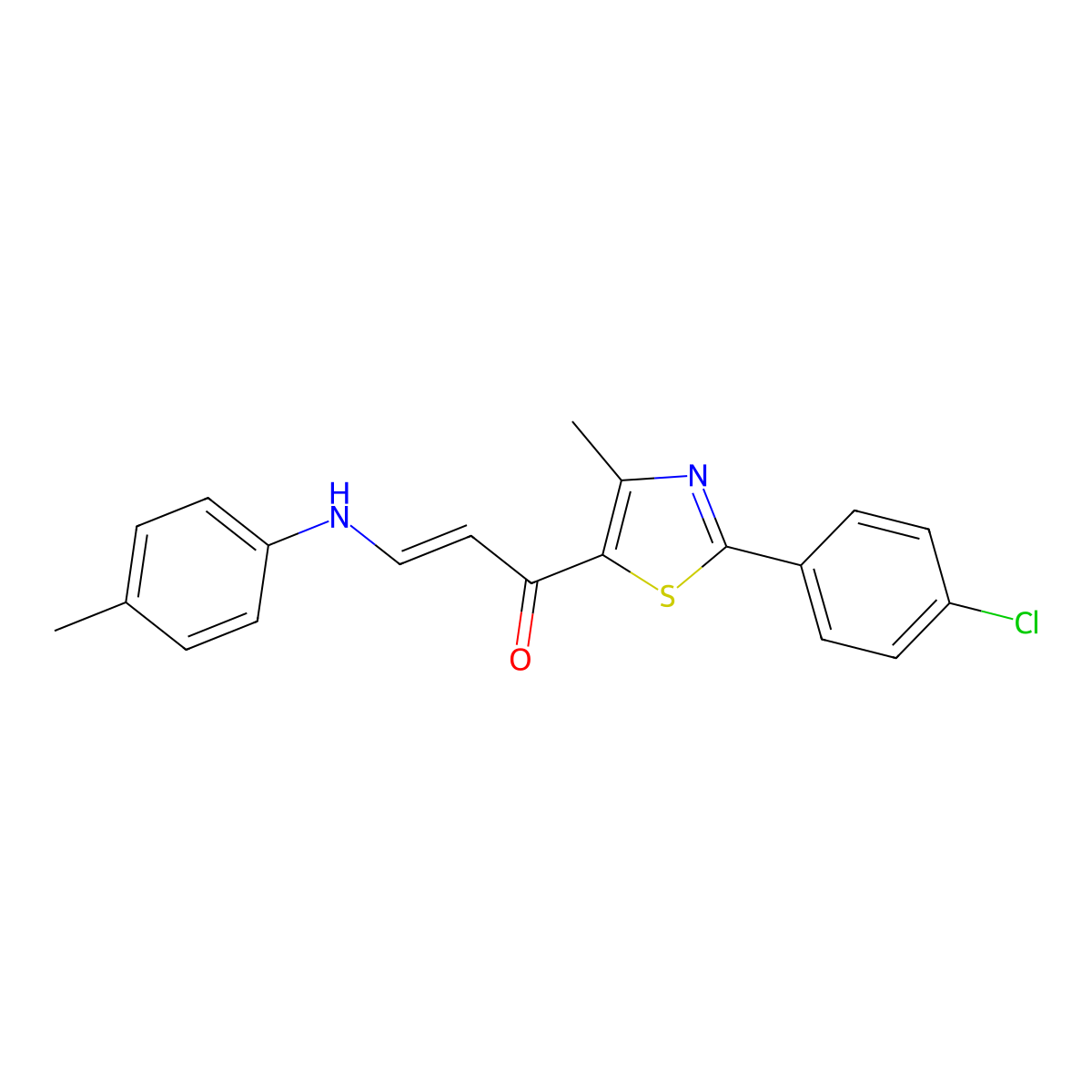 (E)-1-[2-(4-chlorophenyl)-4-methyl-1,3-thiazol-5-yl]-3-(4-toluidino)-2-propen-1-one molecular structure, CAS 478041-05-3