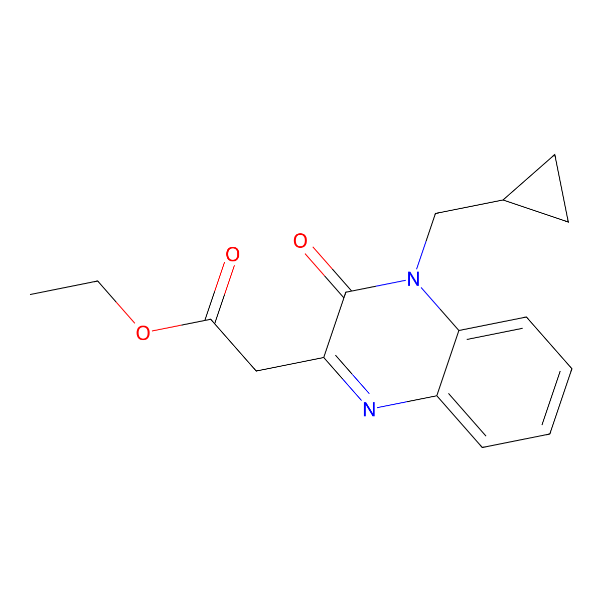 Ethyl 2-[4-(cyclopropylmethyl)-3-oxo-3,4-dihydro-2-quinoxalinyl]acetate molecular structure, CAS 478041-10-0