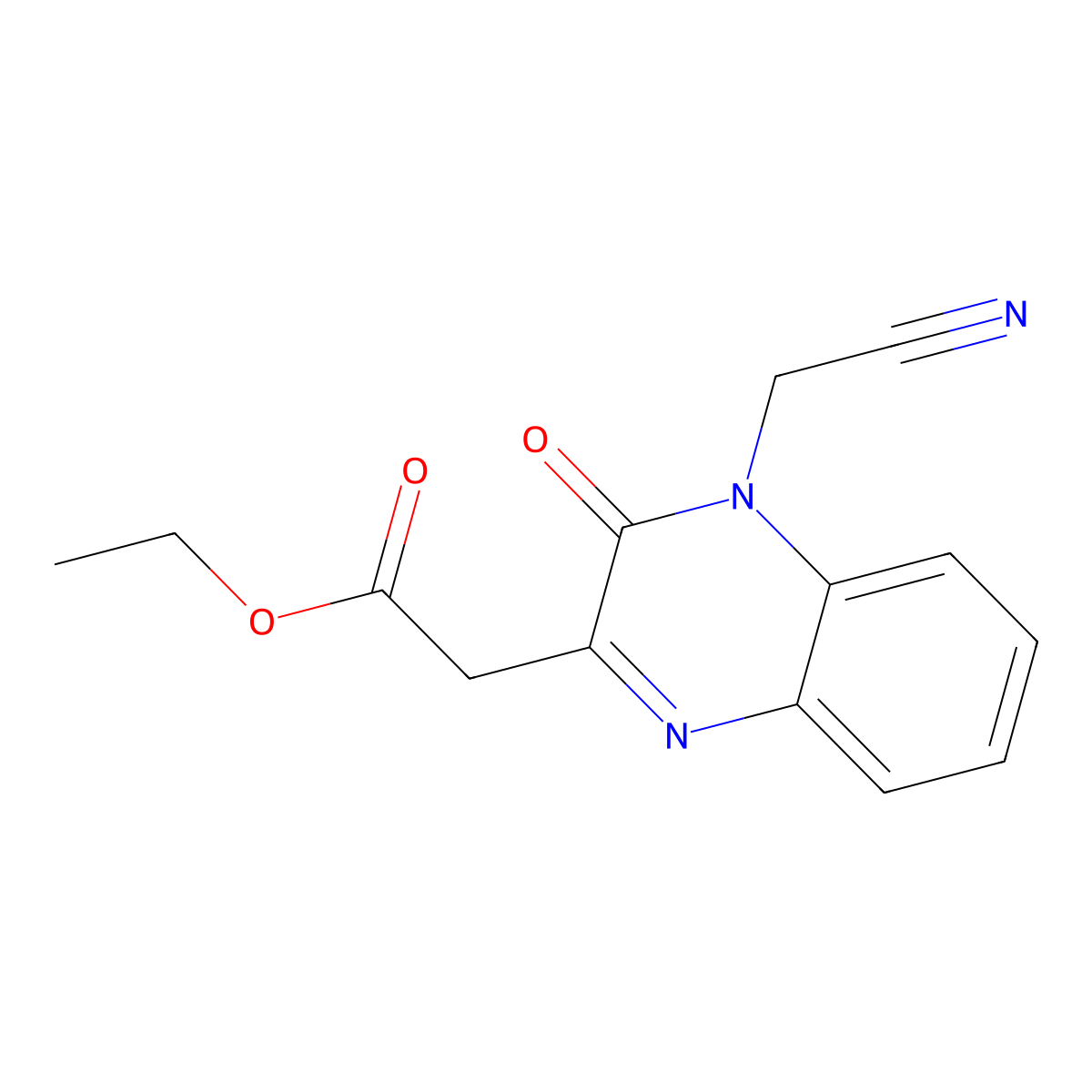 Ethyl 2-[4-(cyanomethyl)-3-oxo-3,4-dihydro-2-quinoxalinyl]acetate molecular structure, CAS 478041-11-1