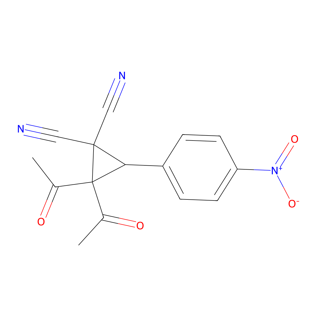 2,2-Diacetyl-3-(4-nitrophenyl)cyclopropane-1,1-dicarbonitrile molecular structure, CAS 478041-12-2