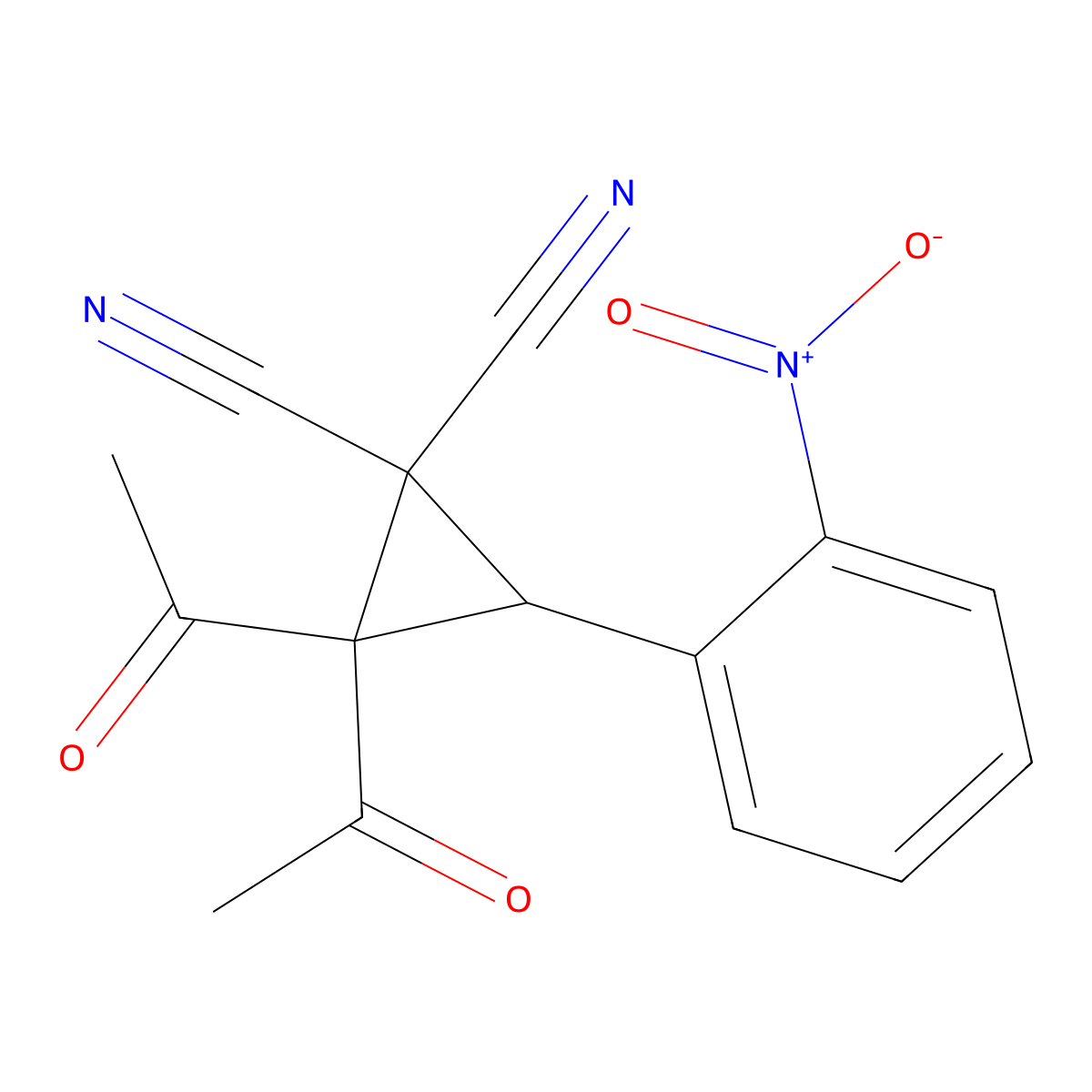 2,2-Diacetyl-3-(2-nitrophenyl)cyclopropane-1,1-dicarbonitrile molecular structure, CAS 478041-13-3