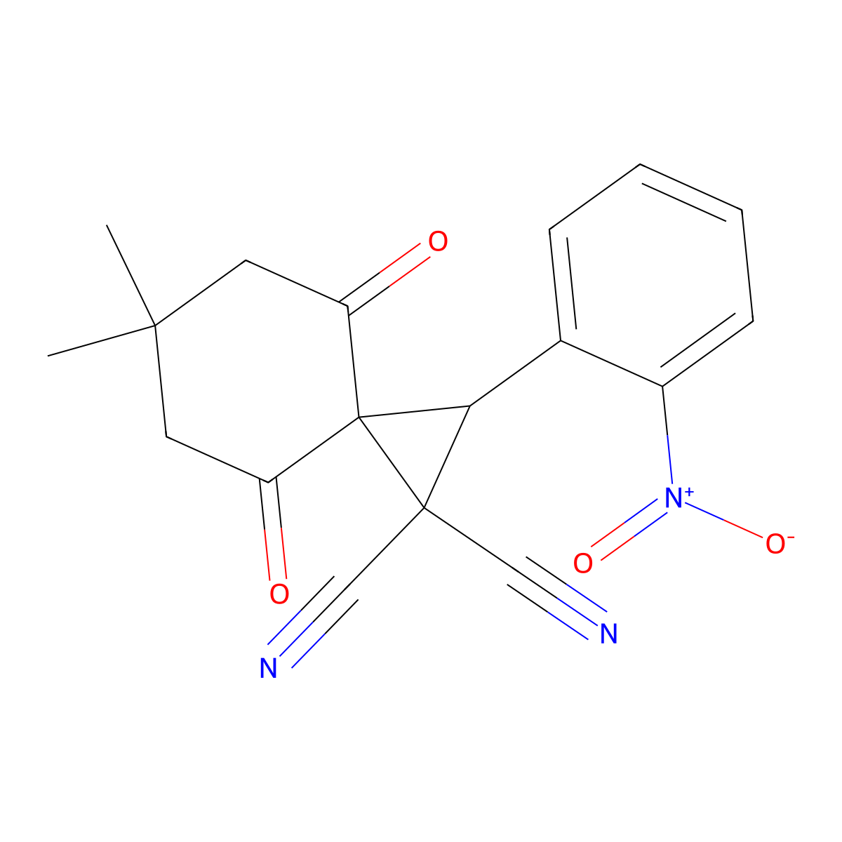6,6-Dimethyl-2-(2-nitrophenyl)-4,8-dioxospiro[2.5]octane-1,1-dicarbonitrile molecular structure, CAS 478041-15-5