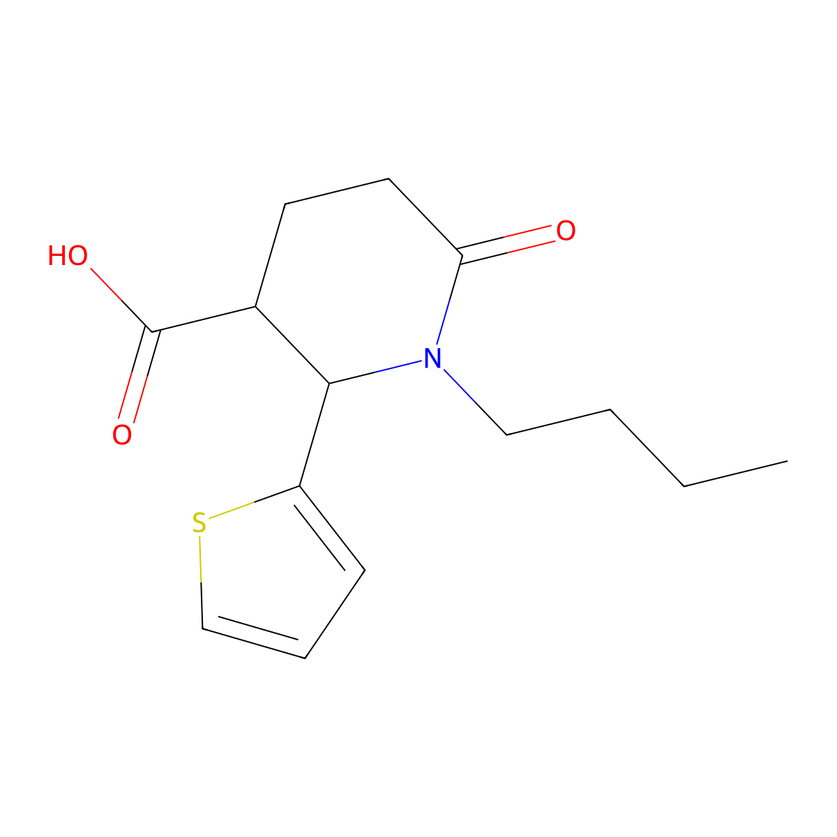 1-Butyl-6-oxo-2-(2-thienyl)-3-piperidinecarboxylic acid molecular structure, CAS 478041-16-6