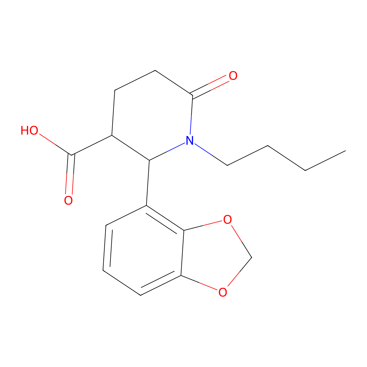 2-(1,3-Benzodioxol-4-yl)-1-butyl-6-oxo-3-piperidinecarboxylic acid molecular structure, CAS 478041-17-7