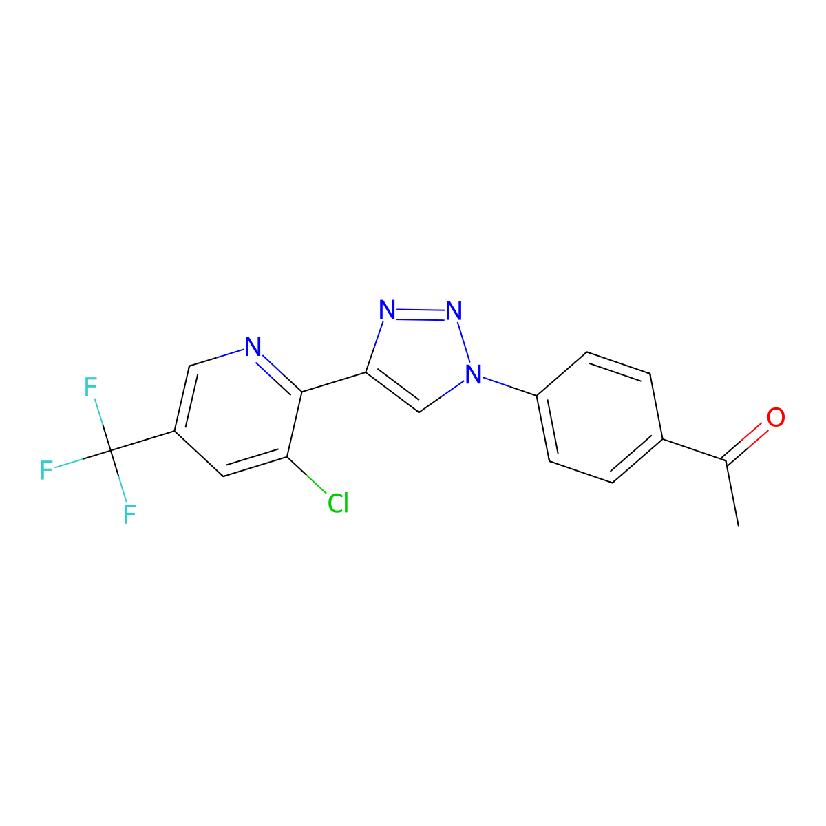 1-(4-{4-[3-chloro-5-(trifluoromethyl)-2-pyridinyl]-1H-1,2,3-triazol-1-yl}phenyl)-1-ethanone molecular structure, CAS 478041-19-9