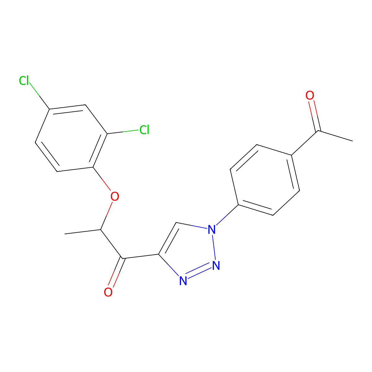 1-[1-(4-acetylphenyl)-1H-1,2,3-triazol-4-yl]-2-(2,4-dichlorophenoxy)-1-propanone molecular structure, CAS 478041-20-2
