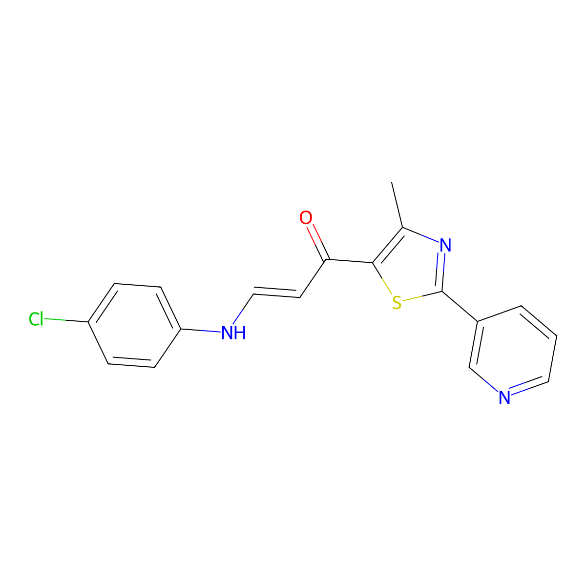 (E)-3-(4-chloroanilino)-1-[4-methyl-2-(3-pyridinyl)-1,3-thiazol-5-yl]-2-propen-1-one molecular structure, CAS 478041-30-4