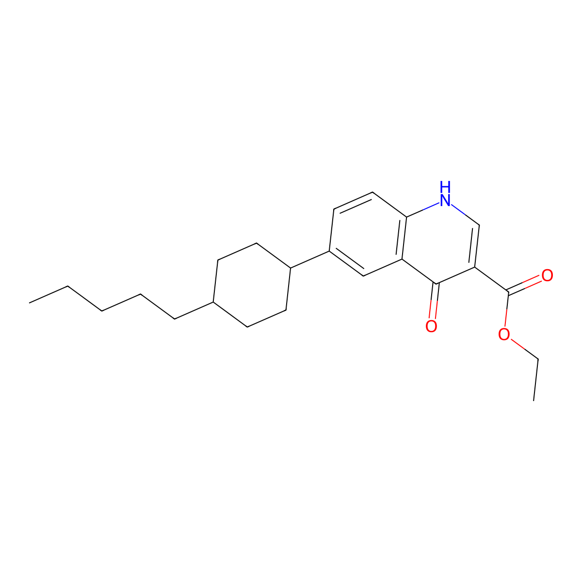 Ethyl 4-hydroxy-6-(4-pentylcyclohexyl)-3-quinolinecarboxylate molecular structure, CAS 478041-34-8