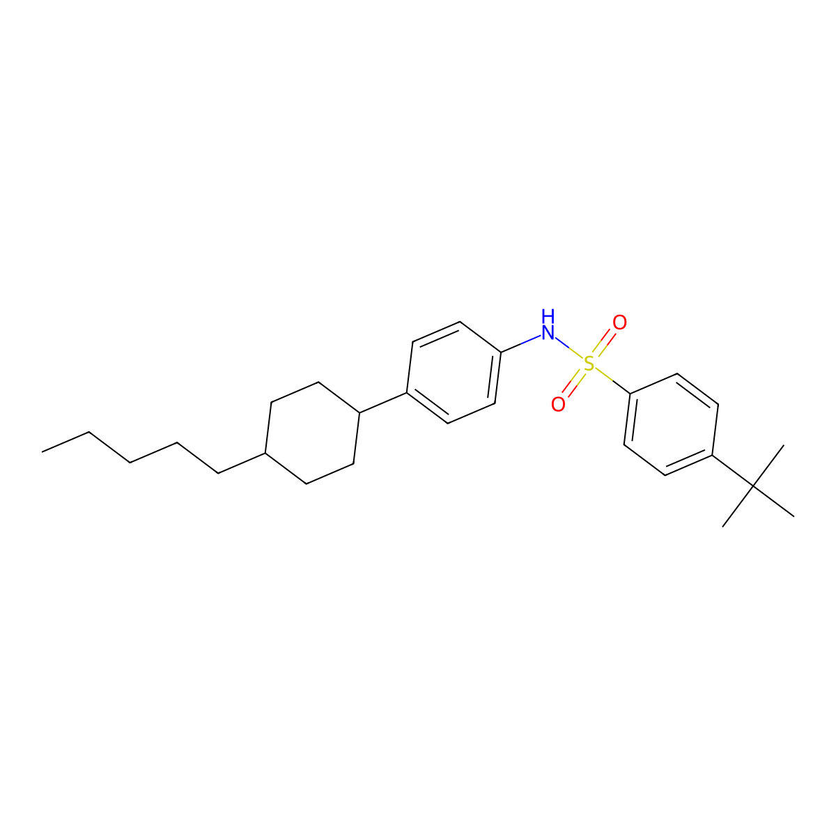 4-tert-butyl-N-[4-(4-pentylcyclohexyl)phenyl]benzenesulfonamide molecular structure, CAS 478041-37-1