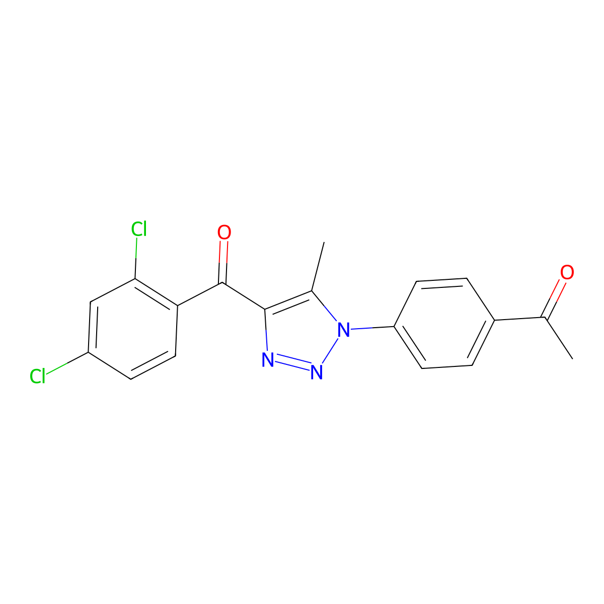 1-{4-[4-(2,4-dichlorobenzoyl)-5-methyl-1H-1,2,3-triazol-1-yl]phenyl}-1-ethanone molecular structure, CAS 478041-40-6