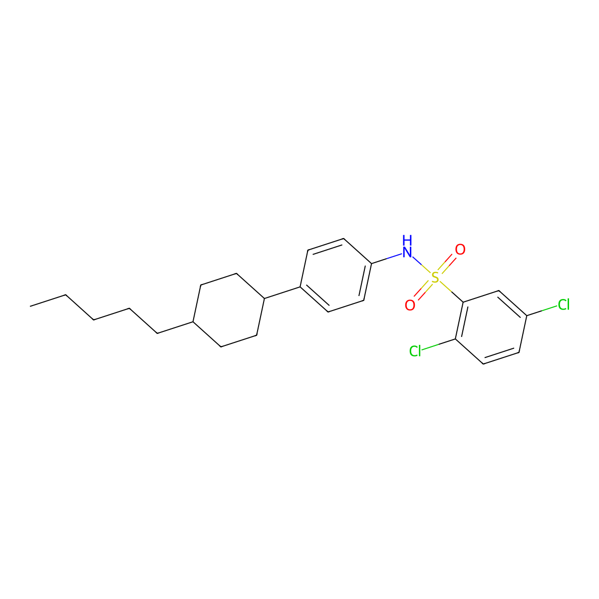 2,5-dichloro-N-[4-(4-pentylcyclohexyl)phenyl]benzenesulfonamide molecular structure, CAS 478041-42-8