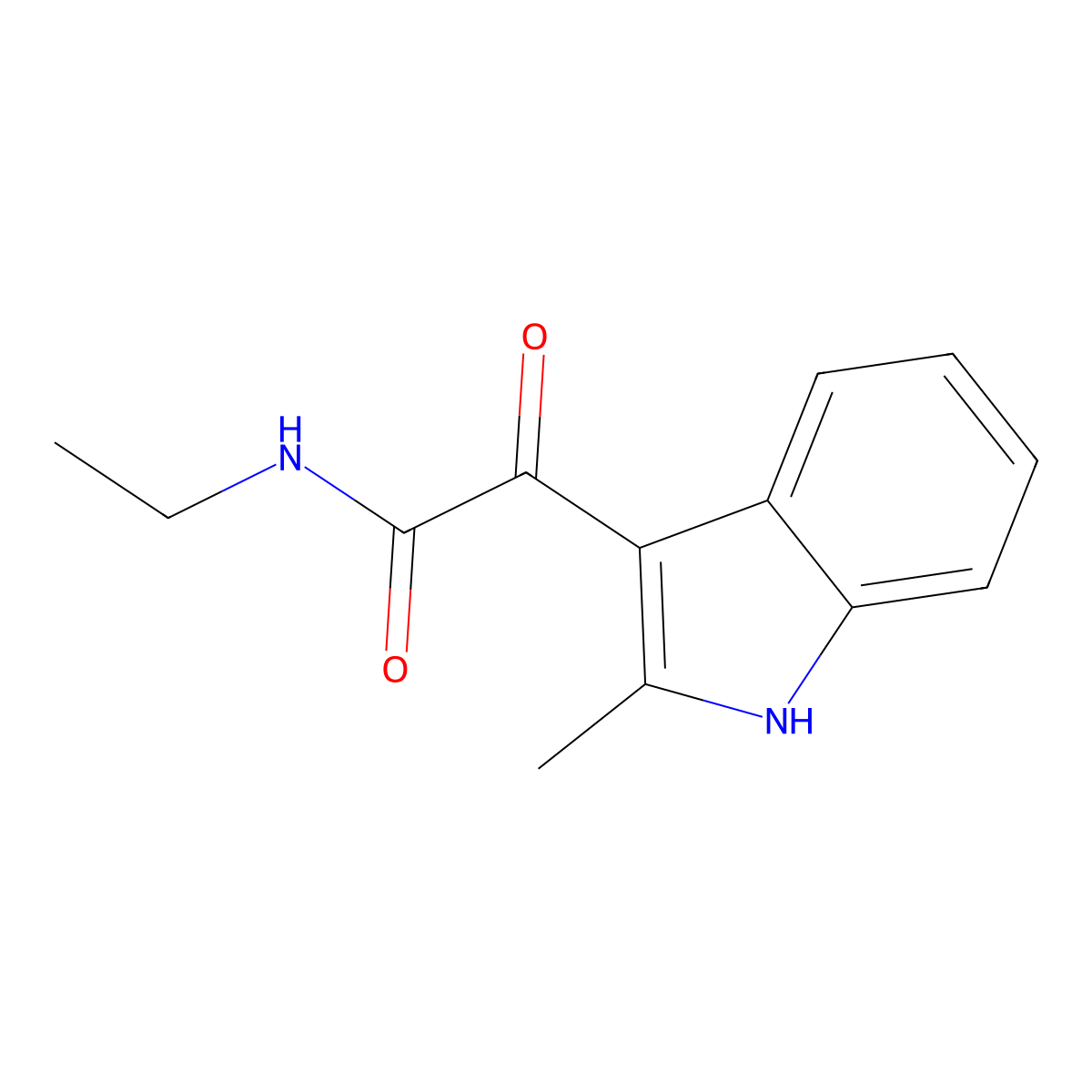 N-ethyl-2-(2-methyl-1H-indol-3-yl)-2-oxoacetamide molecular structure, CAS 478041-45-1