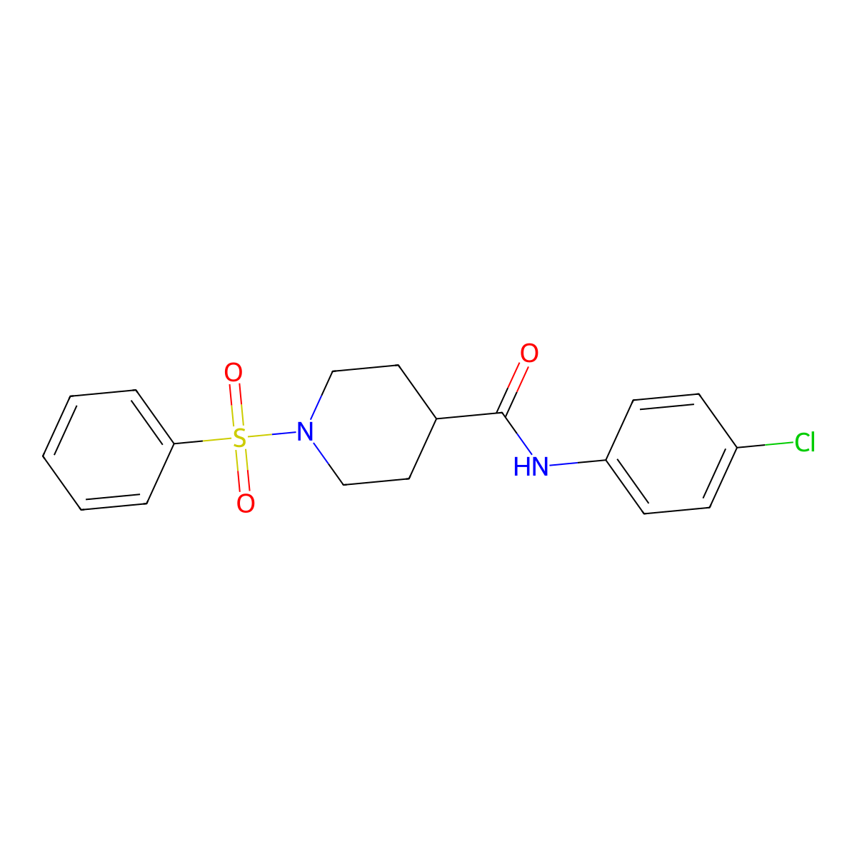 N-(4-chlorophenyl)-1-(phenylsulfonyl)-4-piperidinecarboxamide molecular structure, CAS 478041-50-8