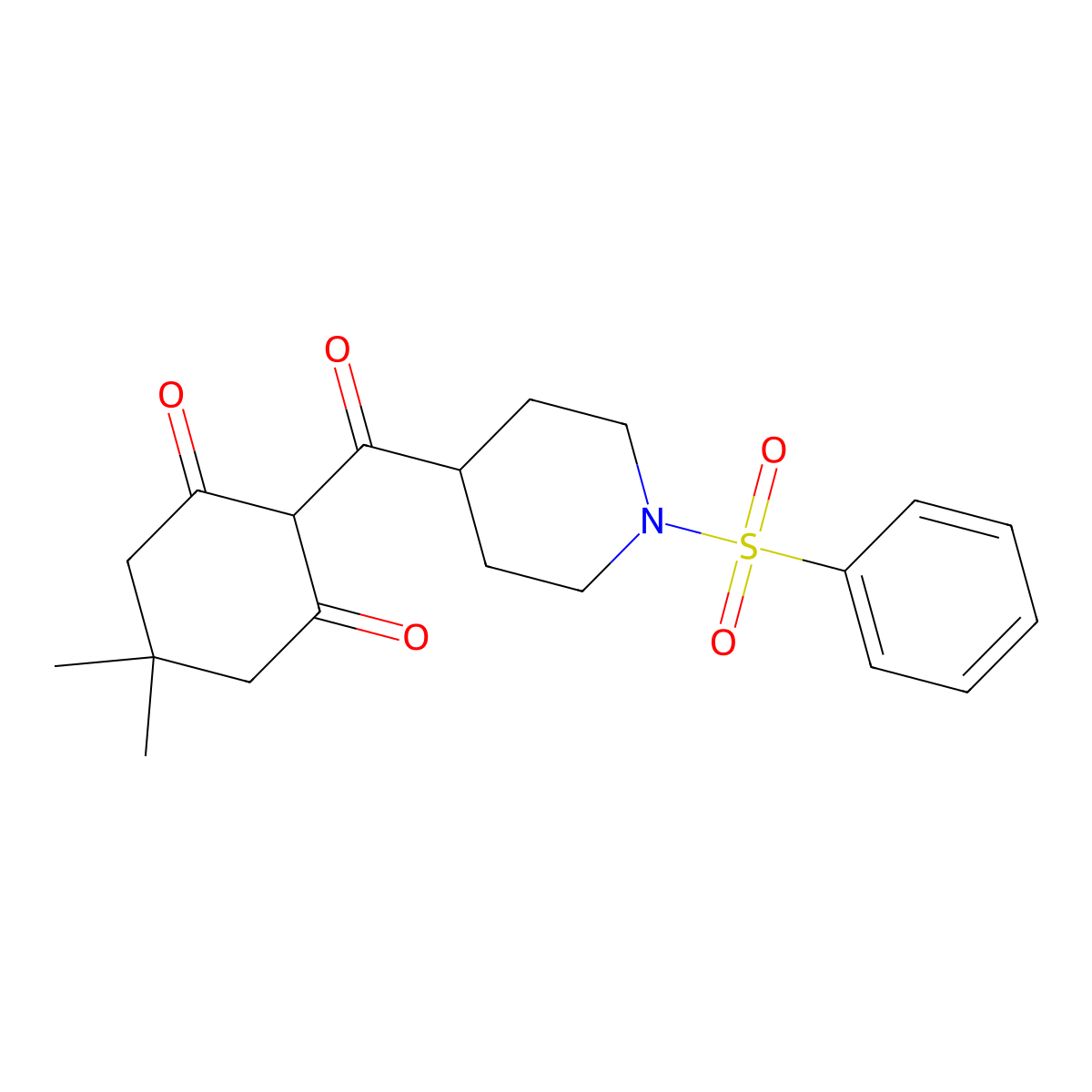 5,5-Dimethyl-2-{[1-(phenylsulfonyl)-4-piperidinyl]carbonyl}-1,3-cyclohexanedione molecular structure, CAS 478041-53-1