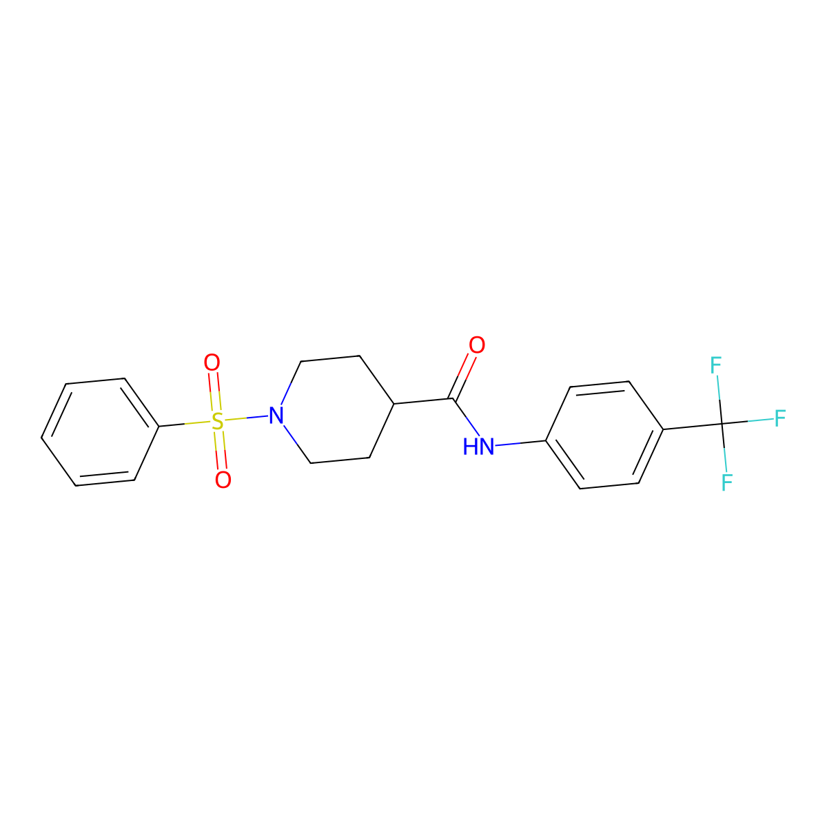 1-(benzenesulfonyl)-N-[4-(trifluoromethyl)phenyl]piperidine-4-carboxamide molecular structure, CAS 478041-54-2