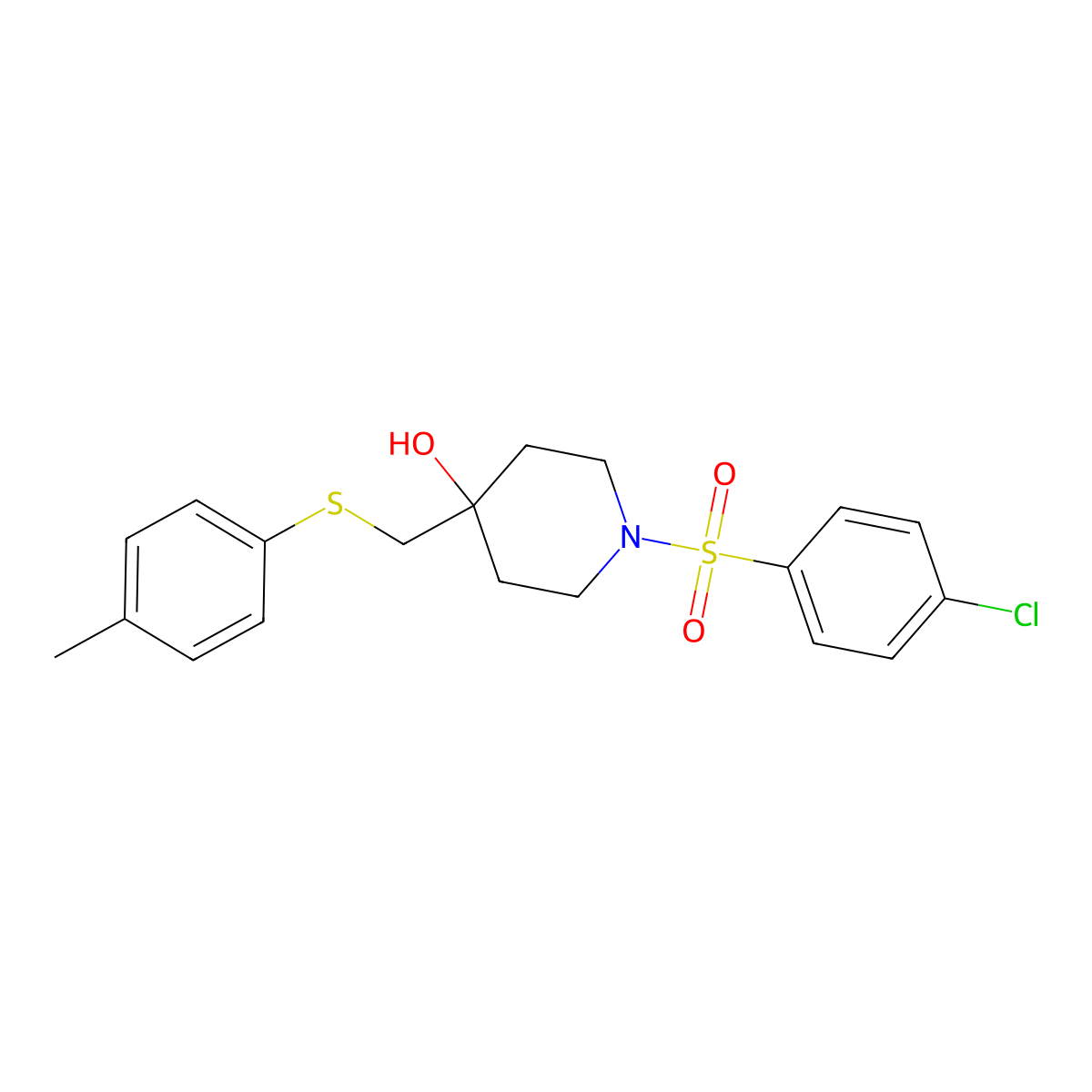 1-[(4-Chlorophenyl)sulfonyl]-4-{[(4-methylphenyl)sulfanyl]methyl}-4-piperidinol molecular structure, CAS 478041-59-7