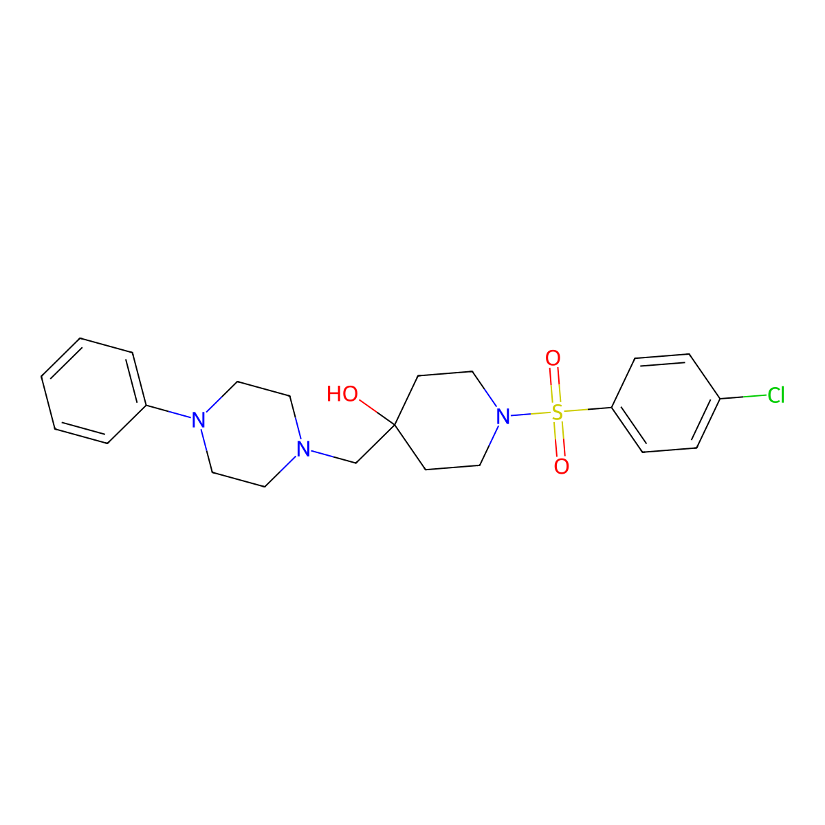 1-[(4-Chlorophenyl)sulfonyl]-4-[(4-phenylpiperazino)methyl]-4-piperidinol molecular structure, CAS 478041-60-0