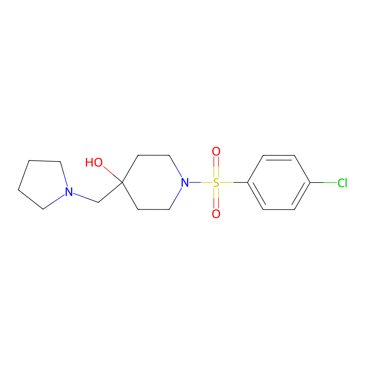 1-[(4-Chlorophenyl)sulfonyl]-4-(1-pyrrolidinylmethyl)-4-piperidinol molecular structure, CAS 478041-62-2