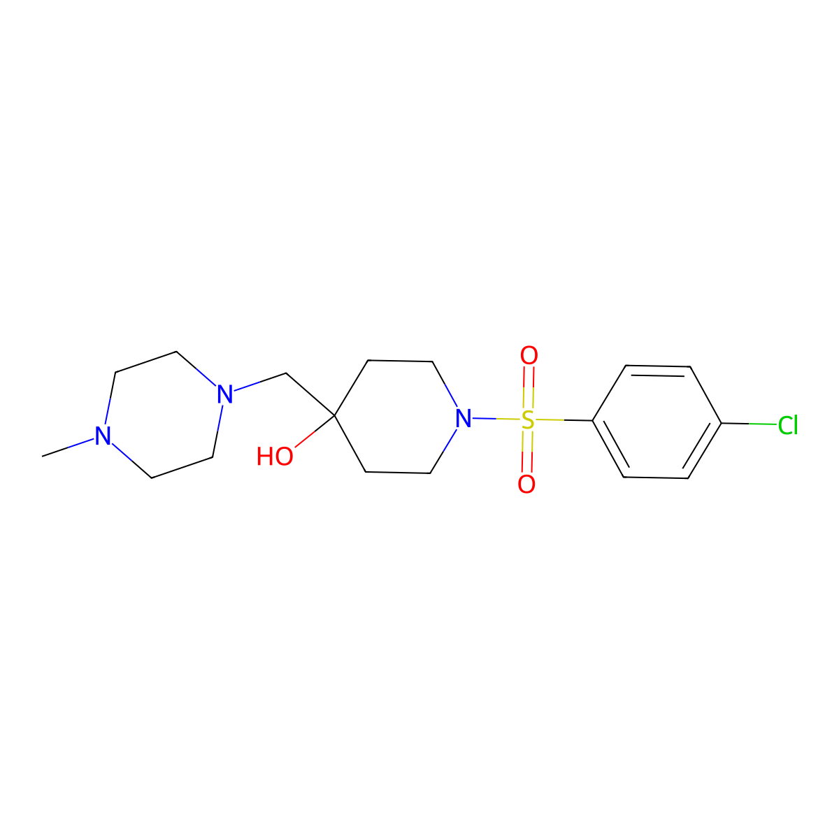 1-[(4-Chlorophenyl)sulfonyl]-4-[(4-methylpiperazino)methyl]-4-piperidinol molecular structure, CAS 478041-64-4