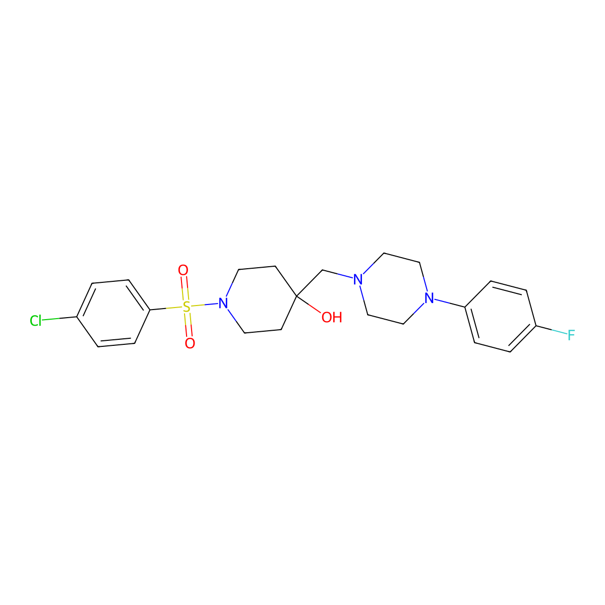 1-[(4-Chlorophenyl)sulfonyl]-4-{[4-(4-fluorophenyl)piperazino]methyl}-4-piperidinol molecular structure, CAS 478041-65-5