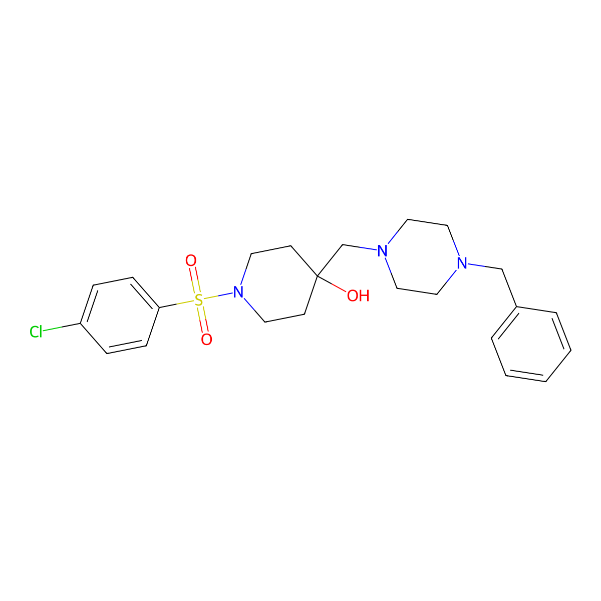 4-[(4-Benzylpiperazino)methyl]-1-[(4-chlorophenyl)sulfonyl]-4-piperidinol molecular structure, CAS 478041-67-7