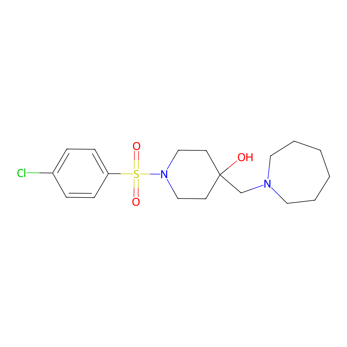 4-(1-Azepanylmethyl)-1-[(4-chlorophenyl)sulfonyl]-4-piperidinol molecular structure, CAS 478041-68-8