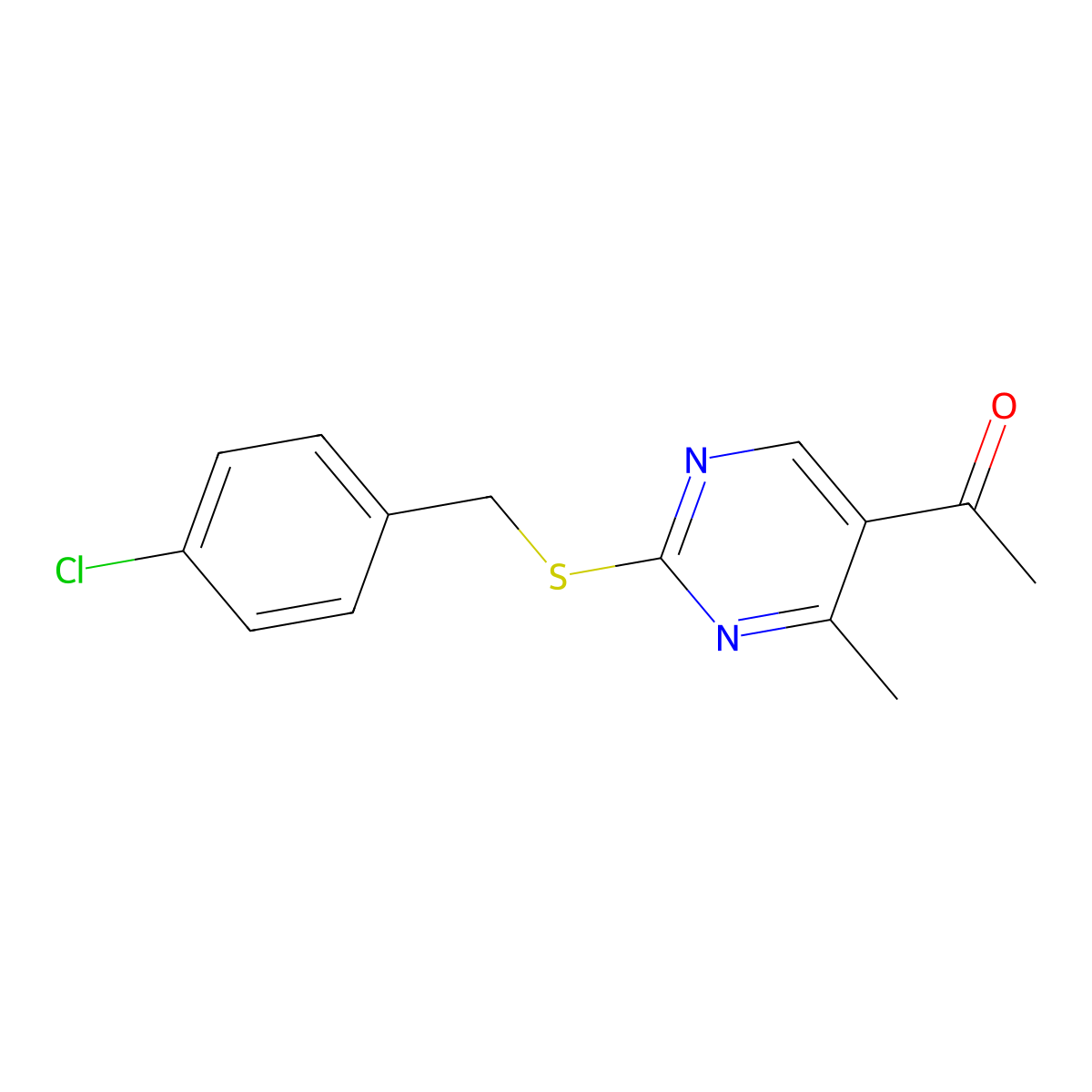 1-{2-[(4-Chlorobenzyl)sulfanyl]-4-methyl-5-pyrimidinyl}-1-ethanone molecular structure, CAS 478041-93-9