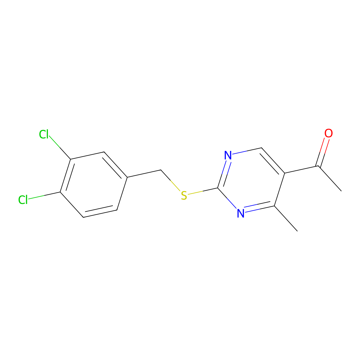 1-{2-[(3,4-Dichlorobenzyl)sulfanyl]-4-methyl-5-pyrimidinyl}-1-ethanone molecular structure, CAS 478041-94-0