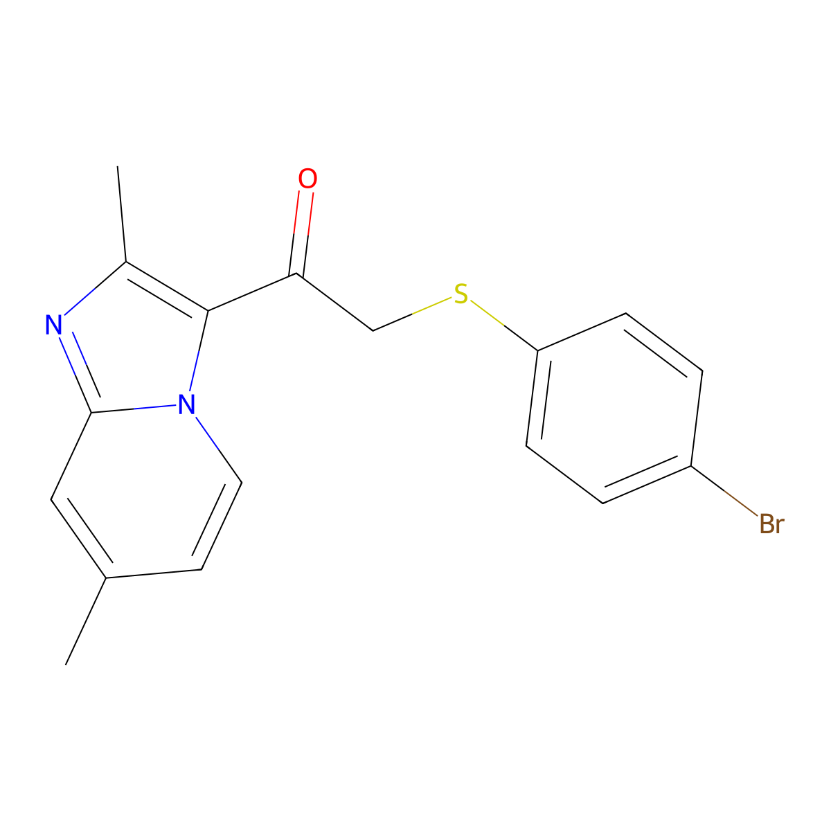 2-[(4-Bromophenyl)sulfanyl]-1-(2,7-dimethylimidazo[1,2-a]pyridin-3-yl)-1-ethanone molecular structure, CAS 478041-99-5