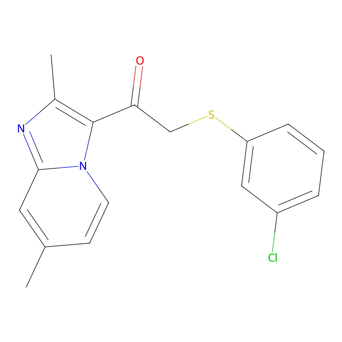 2-[(3-Chlorophenyl)sulfanyl]-1-(2,7-dimethylimidazo[1,2-a]pyridin-3-yl)-1-ethanone molecular structure, CAS 478042-01-2