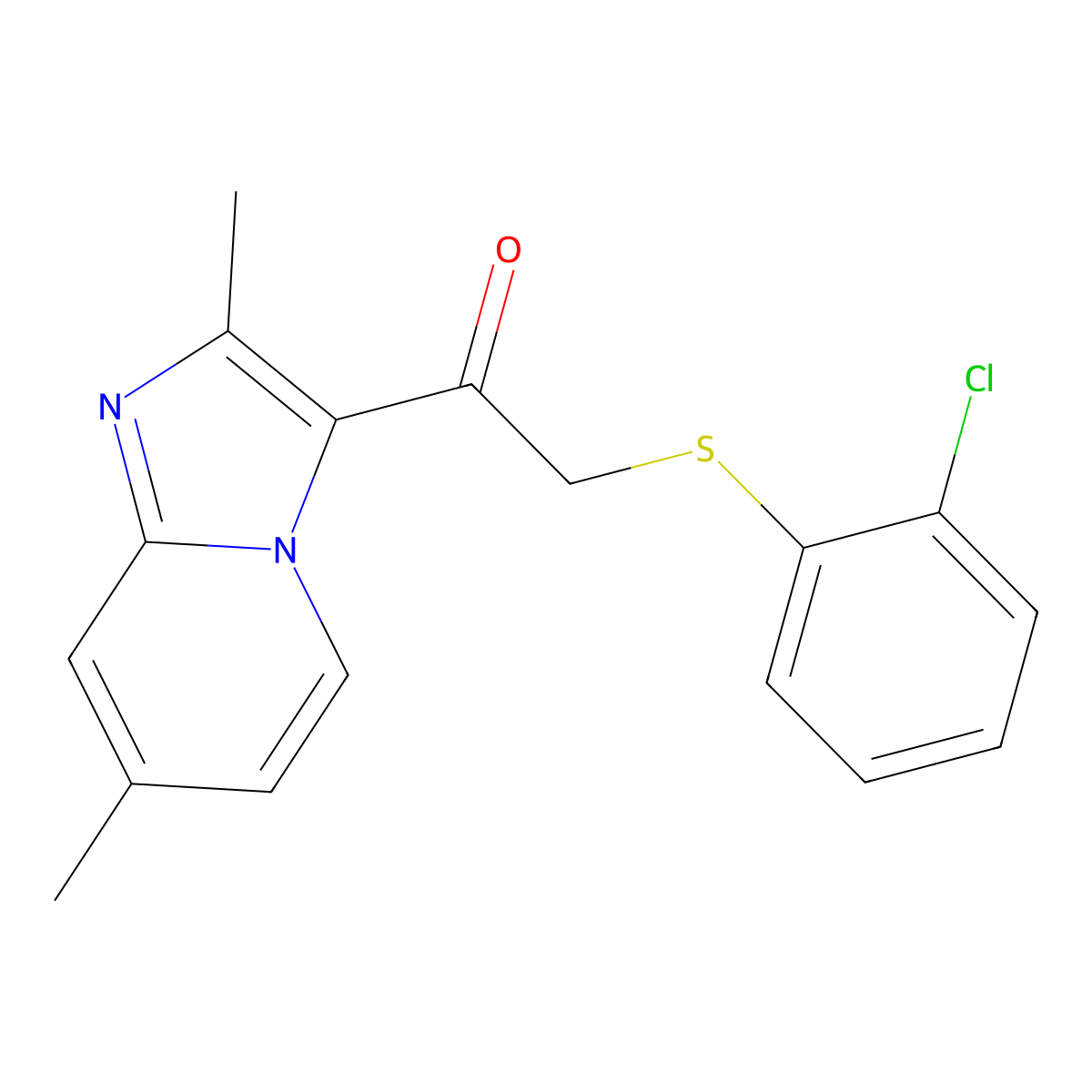 2-[(2-Chlorophenyl)sulfanyl]-1-(2,7-dimethylimidazo[1,2-a]pyridin-3-yl)-1-ethanone molecular structure, CAS 478042-02-3