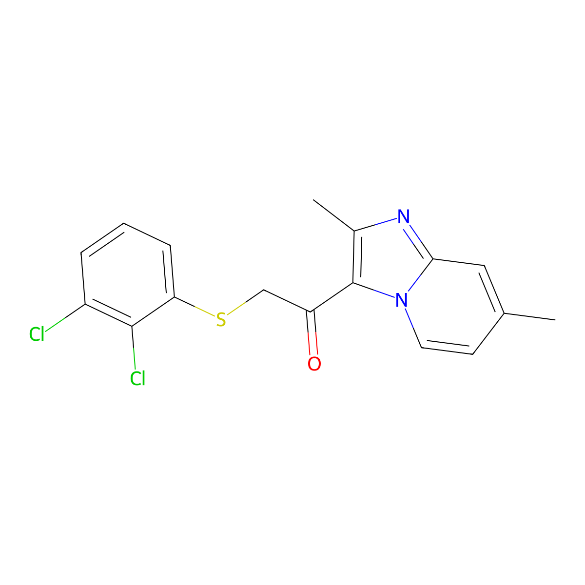 2-[(2,3-Dichlorophenyl)sulfanyl]-1-(2,7-dimethylimidazo[1,2-a]pyridin-3-yl)-1-ethanone molecular structure, CAS 478042-04-5