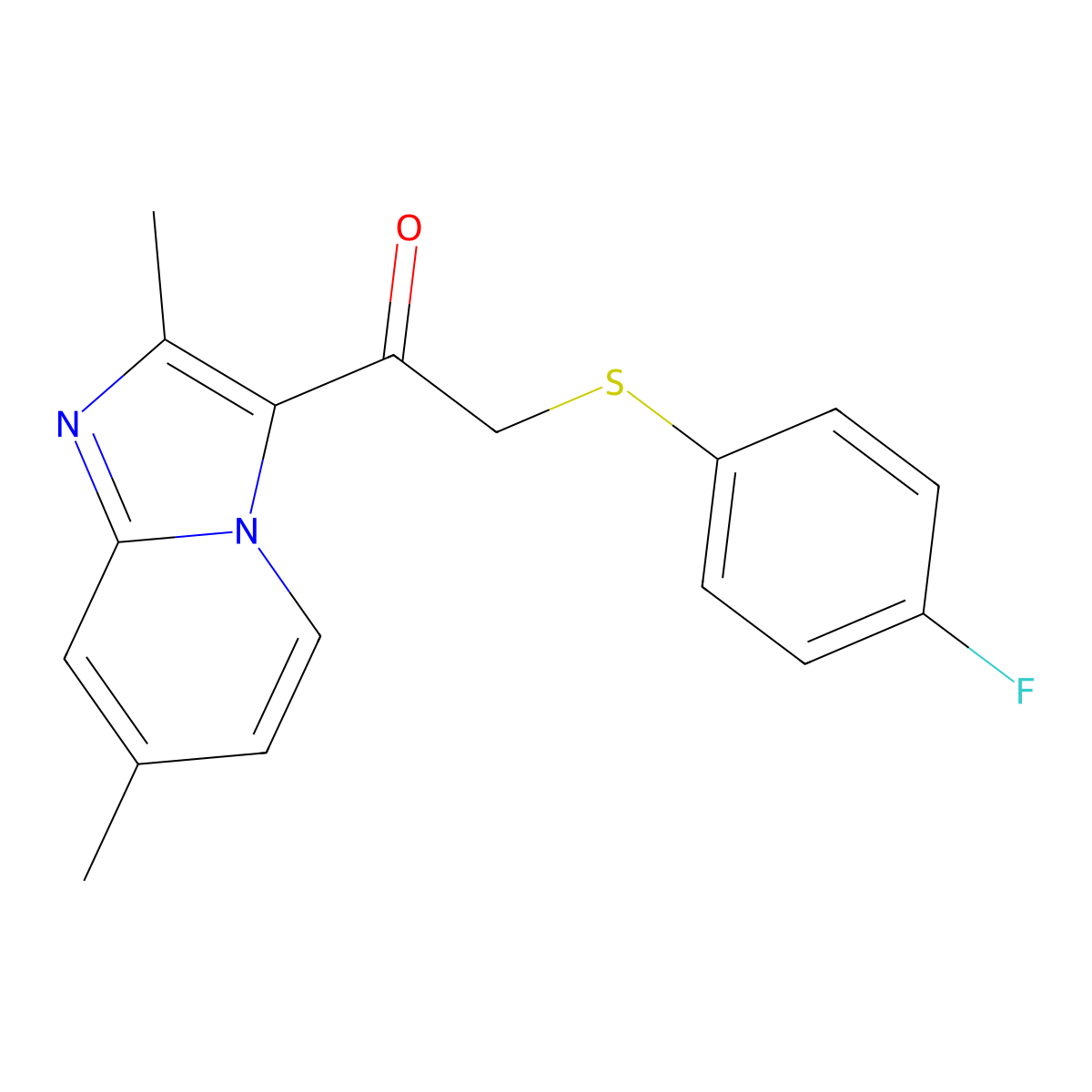 1-(2,7-Dimethylimidazo[1,2-a]pyridin-3-yl)-2-[(4-fluorophenyl)sulfanyl]-1-ethanone molecular structure, CAS 478042-05-6