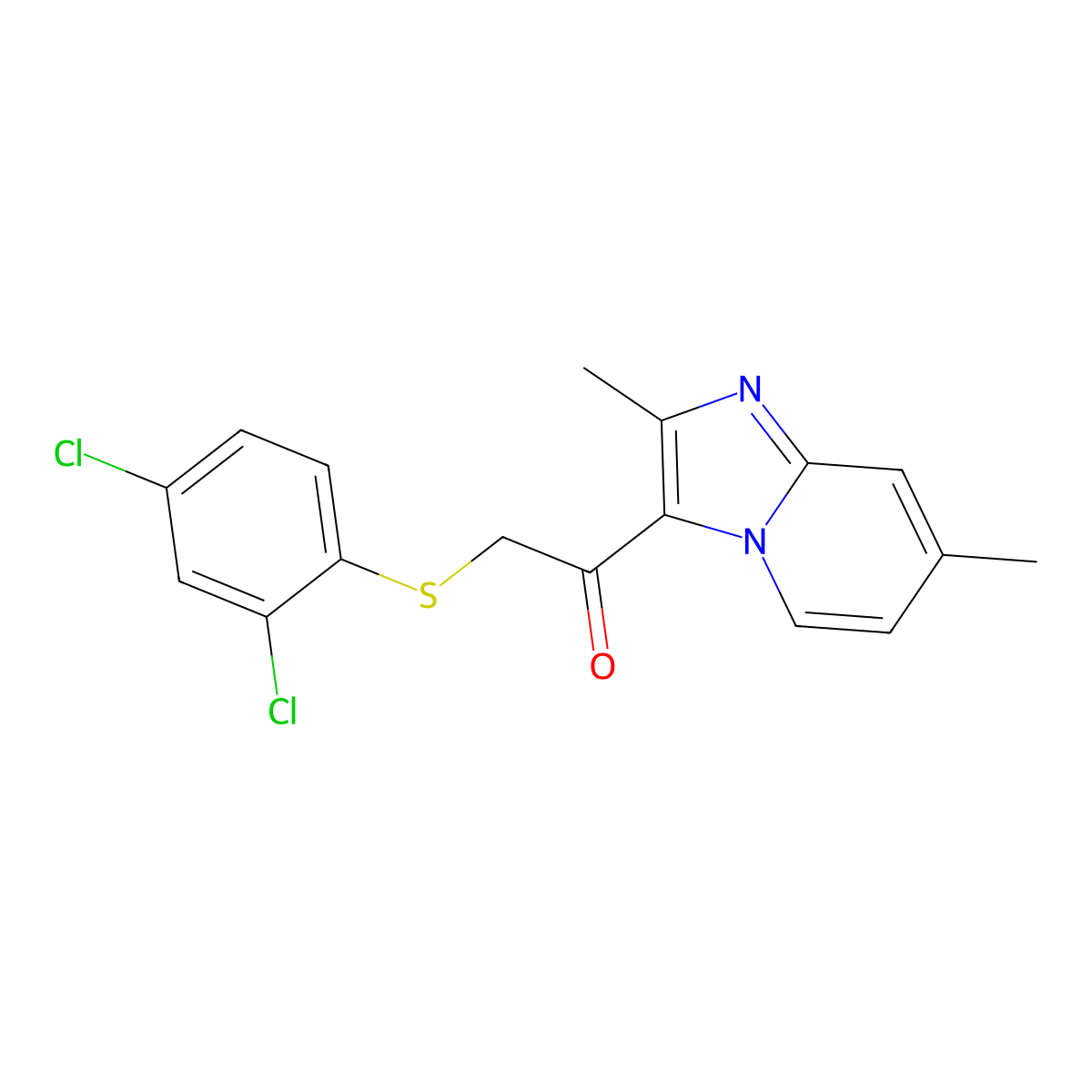 2-[(2,4-Dichlorophenyl)sulfanyl]-1-(2,7-dimethylimidazo[1,2-a]pyridin-3-yl)-1-ethanone molecular structure, CAS 478042-07-8