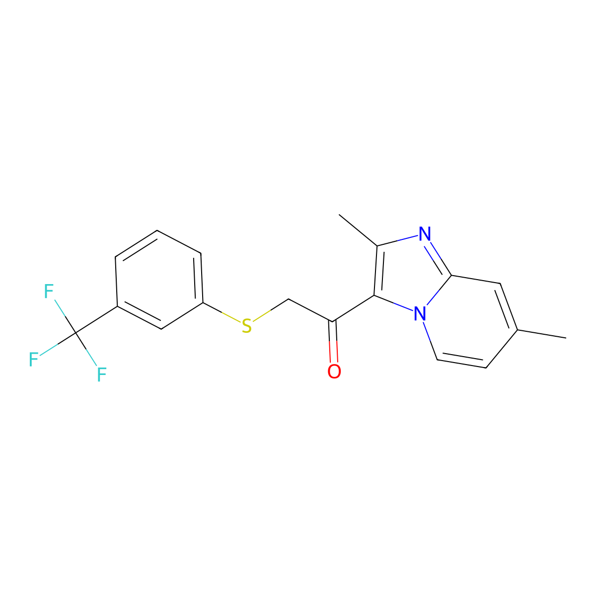 1-(2,7-Dimethylimidazo[1,2-a]pyridin-3-yl)-2-{[3-(trifluoromethyl)phenyl]sulfanyl}-1-ethanone molecular structure, CAS 478042-08-9